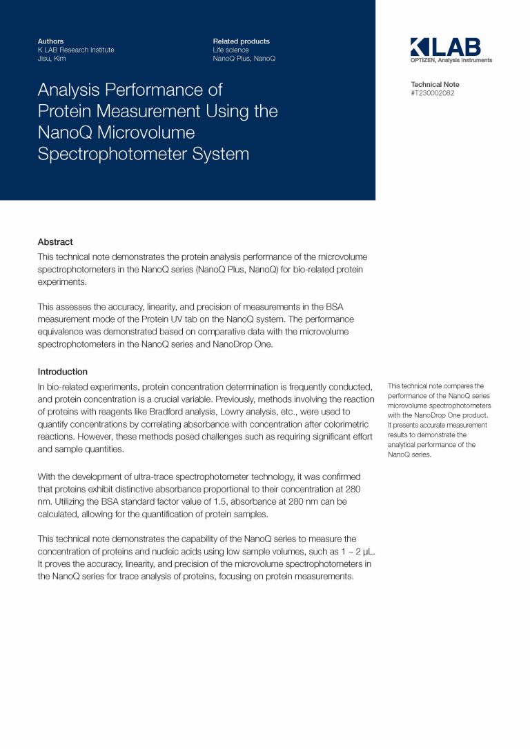 NanoQ Series_BSA Measurement Performance Verification